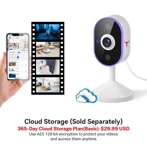 Indoor Wi-Fi Security Camera HD Night Vision 2-Way Talk - Picture 6 of 7